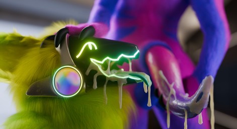 animal_genitalia animal_penis anthro balls blue_body blue_fur bodily_fluids cum cum_drip cum_dripping_from_face cum_dripping_from_mouth cum_in_mouth cum_inside cum_on_face dripping duo ejaculation erection fluffy fluffy_ears fur genital_fluids genitals green_body green_ears green_fur machine male male/male multicolored_body nude open_mouth oral penile penis protogen_visor purple_body purple_fur purple_penis simple_background tapering_penis tongue tuft yellow_body yellow_ears yellow_fur tanza3d retiu_(retiu) tanza_(tanza3d) protogen 3d_(artwork) digital_media_(artwork) hi_res