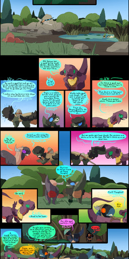 dialogue fantasy female feral forest male plant pond ruins text tree water thepatchedragon dragonscape mythology bid_(thepatchedragon) dodo_(thepatchedragon) forl_(thepatchedragon) hiker_(thepatchedragon) jat_(thepatchedragon) rara_(thepatchedragon) arthropod dinosaur dragon drekir insect mythological_creature mythological_scalie prehistoric_species reptile saurischian scalie theropod absurd_res comic hi_res