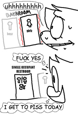 anthro bathroom dialogue door female inner_monologue public_restroom restroom_sign solo speech_bubble thinking thought_bubble bigsteppies noodle_(aimkid) domestic_ferret mammal mustelid musteline true_musteline weasel trans_(lore) trans_woman_(lore)