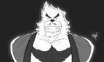 anthro clothing coat facial_hair male movie_reference smile solo topwear kuma_richards the_boy_and_the_beast kumatetsu bear mammal 5:3 absurd_res greyscale hi_res icon monochrome