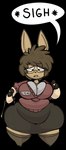 anthro big_breasts bottom_heavy breasts brown_hair clothing eyewear female glasses hair huge_hips huge_thighs legwear overweight overweight_female solo sound_effects speech_bubble thick_thighs thigh_highs uniform wide_hips maddeku ellie_(maddeku) deer mammal 2019 alpha_channel digital_media_(artwork) hi_res