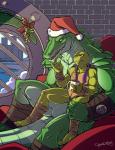 anthro bandage beverage biceps christmas_clothing christmas_headwear clothing duo hat headgear headwear holidays inside male male/male mask muscular muscular_anthro muscular_male romantic romantic_couple santa_hat smile cybercat christmas teenage_mutant_ninja_turtles teenage_mutant_ninja_turtles_(2003) donatello_(tmnt) leatherhead crocodile crocodilian reptile scalie turtle 2015 hi_res