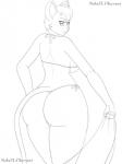 anthro breasts butt female fur looking_at_viewer smile solo wide_hips young noke13 nintendo star_fox katt_monroe mammal 3:4 hi_res monochrome