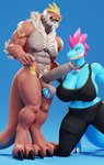 2022 3d_(artwork) anthro ball_grab ballbusting balls big_balls big_breasts big_penis blue_body blue_eyes breasts camel_toe cassard_(haxton) cleavage clothed clothing cock_and_ball_torture connivingrat digital_media_(artwork) duo eyes_closed female feraligatr foreskin fossil_pokemon generation_2_pokemon generation_6_pokemon genital_torture genitals hi_res huge_breasts kneeling male male/female muscular muscular_anthro muscular_male nintendo nude open_mouth penis pokemon pokemon_(species) simple_background smile standing tyrantrum wince yuki_(evov1) yukigatr_(evov1)