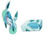 ambiguous_gender annoyed blue_body boxification disembodied_hand duo malleable_body one_eye_closed open_mouth simple_background solo_focus white_background dlrowdog nintendo pokemon eeveelution generation_4_pokemon glaceon pokemon_(species) 2020 6:5 hi_res