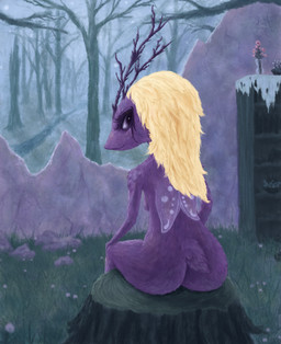 antennae_(anatomy) anthro breasts butt female landscape looking_at_viewer looking_back nude outside rear_view solo wings blisswind arthropod insect lepidopteran moth hi_res