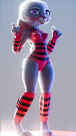 anthro armwear ball_gag big_ears breasts camel_toe clothing ear_tattoo elbow_gloves female fingerless_gloves gag gesture gloves grey_background grey_body grinding gyrating_hips hand_gesture handwear hip_sway humping pattern_clothing pointing purple_eyes red_clothing red_skinsuit simple_background skinsuit slim small_breasts solo standing striped_clothing stripes tattoo tight_clothing pochemu disney zootopia judy_hopps lagomorph leporid mammal rabbit 3d_(artwork) 3d_animation 9:16 animated digital_media_(artwork) hi_res no_sound short_playtime webm