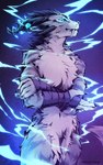 anthro blue_eyes fingers fur hair horn male solo teeth white_body white_fur neotheta guild_wars charr felid mammal 2021 5:8 digital_media_(artwork) hi_res