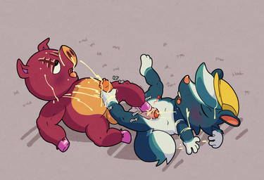 belly black_body black_fur blush bodily_fluids brown_body brown_fur clothing cock_and_ball_torture cum cum_on_self duo facial_scar feet foot_fetish foot_on_penis foot_play footjob foreskin fur genital_fluids genital_torture genitals hat hat_only headgear headgear_only headwear headwear_only hooves looking_pleasured lying male male/male mostly_nude mutual_footjob mutual_masturbation navel nude on_back orgasm penile penis scar sex slightly_chubby stomping argon_vile animal_crossing nintendo kicks_(animal_crossing) rasher_(animal_crossing) domestic_pig mammal mephitid skunk suid suine sus_(pig) hi_res