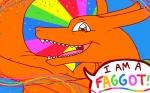 16:10 alternate_rainbow_pride_colors charizard dialogue dragon english_text feral generation_1_pokemon green_eyes homophobic_slur humor javanshir lgbt_pride lizard looking_at_viewer male membrane_(anatomy) membranous_wings multicolored_text mythological_creature mythological_scalie mythology nintendo orange_body orange_skin pokemon pokemon_(species) pride_color_background pride_color_text pride_colors profanity rainbow rainbow_pride_colors reaction_image reptile scalie self_degradation simple_background slur solo stated_homosexuality stated_sexuality super_gay talking_feral text the_truth third-party_edit vectorized widescreen wings