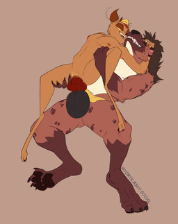 animal_genitalia animal_penis animal_vulva anthro anthro_penetrated balls big_balls blonde_hair bodily_fluids brown_hair canine_genitalia canine_penis canine_vulva carrying_another carrying_partner claws digitigrade duo fangs female female_penetrated flat_chested fur genital_fluids genitals hair knot knotted_penis leg_markings male male/female male_penetrating male_penetrating_female mane markings mohawk multicolored_body multicolored_fur open_mouth pawpads penetration penile penile_penetration penis penis_in_vagina sex shaved_head simple_background socks_(marking) spots spotted_body spread_legs spreading tail teeth vaginal vaginal_fluids vaginal_penetration vulva outofgnollwhere mythology madeline_gevaudan yoryk_ashpaw canid canine gnoll hyena mammal mythological_canine mythological_creature animated hi_res