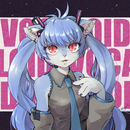 accessory anthro armwear blue_body blue_fur blue_hair breasts clothing detached_sleeves electronics female fur hair headgear headphones headset long_hair looking_at_viewer necktie open_mouth red_eyes shirt solo text topwear pikanodannna vocaloid yamaha_corporation hatsune_miku domestic_cat felid feline felis mammal 1:1 english_text