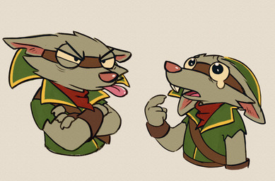 angry anthro bodily_fluids buckteeth claws clothing crossed_arms eyewear fangs fur goggles green_body green_fur handwear kerchief male multiple_poses notched_ear open_mouth pivoted_ears pleading_eyes pose sad sharp_teeth simple_background sleeveless_clothing solo tears teeth tongue tongue_out white_background yellow_sclera benteem1 league_of_legends riot_games tencent twitch_(lol) mammal murid murine rat rodent 2026 half-length_portrait portrait