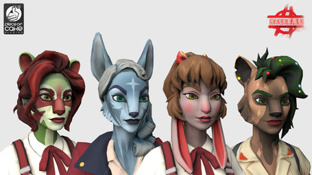 anthro bangs black_nose blue_clothing blue_coat blue_eyebrows blue_eyes blue_lips blue_markings blue_nose blue_topwear bow_tie brown_body brown_eyebrows brown_fur brown_hair brown_markings button_(fastener) cheek_tuft closed_smile clothed clothed_anthro clothed_female clothing coat diamond_(marking) eyebrows eyelashes facial_markings facial_tuft female female_anthro floppy_ears fur green_body green_eyebrows green_eyes green_fur green_hair grey_hair group hair head_markings holidays light lips logo long_ears lop_ears markings mouth_closed multicolored_hair notched_ear pink_body pink_fur ponytail red_bow red_bow_tie red_eyebrows red_hair red_inner_ear red_lips red_markings red_nose short_hair simple_background smile star_(marking) suspenders tan_dress_shirt text thick_eyebrows three-quarter_view topwear tuft white_background white_dress_shirt yellow_eyes laurine_vire christmas hacktag piece_of_cake_studios bear canid canine deer fox lagomorph leporid mammal rabbit 16:9 2018 3d_(artwork) autodesk_3ds_max_(artwork) colored digital_media_(artwork) english_description english_text hi_res lighting official_art shaded substance_painter_(artwork) widescreen zbrush_(artwork)