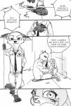 anthro canid canine comic disney english_text fox hi_res judy_hopps lagomorph leporid male mammal monochrome mtttut_(artist) nick_wilde rabbit red_fox simple_background text true_fox white_background zootopia