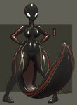 anthro big_tail black_body breasts featureless_breasts female genitals glistening glistening_body pupils pussy slit_pupils solo stripes tail thick_thighs wide_hips medicinal_succ cass_(medicinal_succ) annelid leech absurd_res hi_res