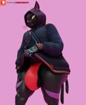 anthro barely_visible_genitalia biped clothed clothing clothing_lift cybernetic_hand cybernetics empty_eyes fangs forked_tail fur furgonomic_hoodie furgonomics genitals hoodie hoodie_lift machine male multicolored_body multicolored_fur notched_ear panties patreon_logo pink_background purple_body purple_fur red_clothing red_panties red_underwear simple_background solo tail teeth topwear two_tone_body two_tone_fur underwear unusual_anatomy unusual_tail whiskers yellow_eyes camseven asian_mythology east_asian_mythology epic_games fortnite japanese_mythology mythology patreon nyanja_(fortnite) domestic_cat felid feline felis mammal nekomata yokai 3d_(artwork) digital_media_(artwork) hi_res