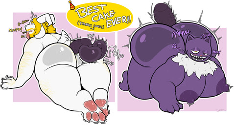 anthro balls beard bedroom_eyes big_balls big_breasts big_butt big_penis blonde_hair blush bodily_fluids body_hair breasts butt chest_hair chest_tuft chubby_cheeks claws clothing daddy_kink darkened_balls darkened_genitalia darkened_penis disembodied_penis erect_nipples evil_grin facial_hair genitals group hair hairy hat headgear headwear horn huge_breasts huge_butt huge_penis hyper hyper_breasts hyper_genitalia long_ears looking_pleasured male male/male mature_male moan moobs motion_lines narrowed_eyes nipples open_mouth overweight overweight_anthro overweight_male party_hat pawpads paws penetration penis plap purple_body saliva saliva_on_face seductive sex simple_background small_top_big_bottom smile speech_bubble sweat sweatdrop sweaty_arms sweaty_breasts sweaty_butt tail tail_motion tailwag text tongue tongue_out trio tuft digitalkibou deltarune fear_and_hunger instant_loss_2koma undertale_(series) asgore_dreemurr kibou_(digitalkibou) pocketcat_(fear_&_hunger) bovid caprine domestic_cat felid feline felis goat mammal absurd_res hi_res