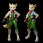 anthro clothed clothing femboy fingerless_gloves gloves green_eyes gun handgun handwear holster holstered_pistol male pistol ranged_weapon solo weapon dragoon343 nintendo star_fox fox_mccloud canid canine fox mammal 3d_(artwork) digital_media_(artwork)