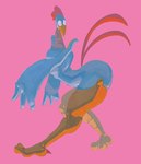 anthro beak big_butt blue_body butt feathers femboy machine male monotone_background pink_background pose simple_background solo tail tail_feathers thick_thighs wide_eyed wide_hipped_male wide_hips yellow_body conadolpomp adventures_of_sonic_the_hedgehog sega sonic_the_hedgehog_(series) scratch_(adventures_of_sonic_the_hedgehog) avian bird chicken galliform gallus_(genus) phasianid robot digital_media_(artwork) digital_painting_(artwork) painting_(artwork)