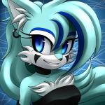 anthro bangs blue_body blue_eyes blue_fur cheek_tuft chest_tuft ear_piercing ear_tuft eyelashes facial_tuft female fluffy fur hair inner_ear_fluff long_hair looking_at_viewer piercing solo tuft panrill iceywolfess canid canine canis mammal wolf 1:1 absurd_res hi_res