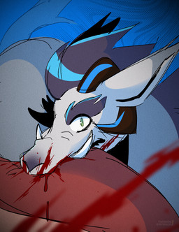 anthro arm_tuft battle bite blood blood_on_mouth bodily_fluids elbow_tuft fangs feral fight fighting_pose fluffy fluffy_tail male pose solo tail teeth tuft walk-w-igny mythology igny_superstar tommy_unwin_(walk-w-igny) dragon eastern_dragon hybrid mythological_creature mythological_scalie scalie vampire hi_res