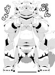 anthro belly big_belly blush clothing humanoid_hands kemono male moobs navel overweight overweight_male scarf solo underwear sigenoya takotyutyu lifewonders tokyo_afterschool_summoners cu_sith_(tas) canid canine canis domestic_dog mammal 2021 absurd_res hi_res monochrome