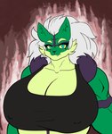 anthro big_breasts breasts erect_nipples fangs female muscular muscular_female nipples solo teeth iamzavok nintendo pokemon ianna_(thedgamesd) generation_7_pokemon incineroar pokemon_(species) absurd_res hi_res