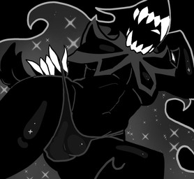armor bulge claw_fingers claws clothing clothing_pull faceless_character male muscular muscular_male not_furry solo stars_in_hair teeth thick_thighs thong thong_pull underwear underwear_pull birthdayglow entity_(birthdayglow) demon humanoid hi_res monochrome