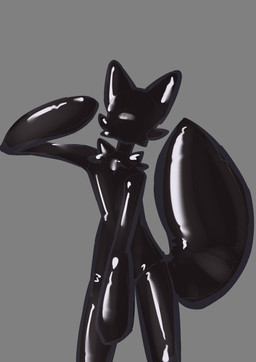 anthro biped black_latex bound clothing encasement gesture gimp gimp_suit glistening glistening_latex grey_background latex latex_clothing latex_skinsuit male permanent_encasement salute sensory_deprivation simple_background skinsuit slim_anthro slim_male slim_sub solo submissive submissive_anthro submissive_male tight_clothing iniratua canid canine fox mammal 2024 digital_media_(artwork) hi_res