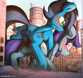 anal anal_penetration animal_genitalia animal_penis anus balls blue_body blue_fur blush bodily_fluids brown_hair building cutie_mark duo equine_genitalia equine_penis eyebrow_through_hair eyebrows feathered_wings feathers feral flared_penis from_behind_position fur genital_fluids genitals green_eyes grey_hair hair looking_at_another looking_back looking_pleasured macro macro_on_macro male male/male medial_ring mounting multicolored_hair outside outside_sex penetration penile penile_penetration penis pink_eyes public public_sex purple_hair sex skyscraper text translucent translucent_hair vein veiny_penis wings perezadotarts hasbro my_little_pony mythology fan_character equid equine horse mammal mythological_creature mythological_equine pegasus pony 2022 absurd_res artist_name hi_res