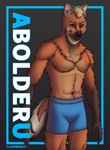 anthro belly_tuft blonde_hair boxers_(clothing) brown_body brown_eyes brown_fur chest_tuft clothing flat_top fur gloves_(marking) hair inner_ear_fluff male mane markings mohawk navel neck_tuft pecs solo standing text tuft underwear flaviomodezto saints_row agent_lang_(li'l_melon) canid canine mammal maned_wolf absurd_res english_text hi_res