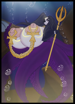 big_breasts big_nipples black_border border breasts female feral huge_breasts huge_nipples hyper hyper_breasts hyper_nipples nipples piercing ring_piercing solo qwell blackberry aquatic avian bird cephalopod coleoid hybrid mollusk octopodiform octopus absurd_res hi_res