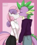 2012 anthro anthrofied bracelet clothing dragon duo equine eyes_closed female friendship_is_magic hand_holding hoodie horn horse jewelry kissing kloudmutt male mammal my_little_pony necklace pony scalie shirt skirt spike_(mlp) standing straight sweetie_belle_(mlp) unicorn
Rating: Safe
Score: 22
User: 2DUK
Date: October 02, 2012