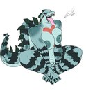 anthro big_breasts biped bodily_fluids breast_squish breasts crossed_legs female female_anthro genitals long_tongue open_mouth pussy saliva slightly_chubby slightly_chubby_female solo squish thick_thighs tongue tongue_out edworld realm_of_radiance elizabeth_(realm_of_radiance) agamid australian_water_dragon lizard reptile scalie water_dragon_(agamid) hi_res