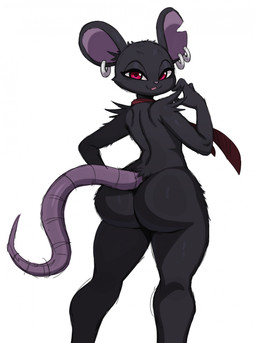 anthro big_butt black_body black_fur butt ear_piercing ear_ring female fur looking_at_viewer looking_back looking_back_at_viewer nude piercing presenting presenting_hindquarters ring_piercing simple_background solo white_background sssonic2 epic_games fortnite camille_(fortnite) mammal murid murine rat rodent 2023 digital_media_(artwork) hi_res