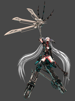 3_fingers belt big_legs black_bra black_clothing black_dress black_shirt black_topwear black_underwear bottomless bottomless_female bottomless_humanoid bra breasts cleavage clothed clothing digitigrade dress female fingers gear grey_background hair long_arms long_fingers long_hair looking_up machine maebari mandibles mechanical_arm mechanical_leg not_furry open_clothing open_shirt open_topwear red_eyes shirt simple_background solo topwear twintails_(hairstyle) underwear wheel white_hair deino_(artist) deino_(modeler) calne_ca humanoid robot robot_humanoid 2026 3:4 3d_(artwork) autodesk_3ds_max_(artwork) digital_media_(artwork) full-length_portrait hi_res portrait