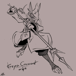 accessory anthro barefoot belt bottomwear clothed clothing feet female furgonomics hair hat headgear headwear hidden_face holding_melee_weapon holding_object holding_polearm holding_spear holding_weapon jacket long_hair long_tail melee_weapon polearm ribbons shorts skirt solo spear tail tail_accessory tail_ribbon topwear weapon conditional_dnp lodi_(artist) final_fantasy final_fantasy_ix square_enix freya_crescent burmecian mammal murid murine rat rodent 1:1 absurd_res hi_res sketch