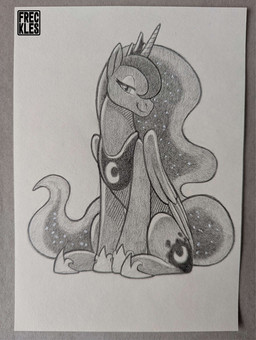 armor bedroom_eyes female feral hooves horn jewelry looking_at_viewer narrowed_eyes necklace peytral princess quadruped royalty sabatons seductive solo unguligrade wings freckles_(artist) friendship_is_magic hasbro my_little_pony mythology princess_luna_(mlp) equid equine mammal mythological_creature mythological_equine winged_unicorn english_description graphite_(artwork) hi_res traditional_media_(artwork)