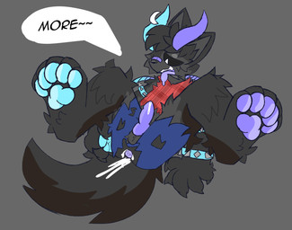 anthro balls bodily_fluids clothed clothing cum cum_inside digitigrade erection feet fur genital_fluids genitals horn knot knotted_penis looking_pleasured male pawpads paws penis simple_background solo spread_legs spreading tail talking_to_viewer tongue tongue_out lycandude mythology phighting roblox coil_(phighting) canid canine mammal mythological_canine mythological_creature werecanid werecanine werecreature werewolf hi_res