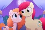 blue_eyes curled_hair cutie_mark duo eyelashes female feral freckles full_moon green_eyes hair long_hair male male/female moon ponytail smile wedding moozua friendship_is_magic hasbro my_little_pony bright_mac_(mlp) pear_butter_(mlp) earth_pony equid equine horse mammal pony 2018 3:2 digital_media_(artwork) hi_res