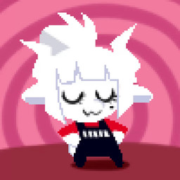 :3 anthro apron chibi clothing dancing eyes_closed female fur hair horn markings mole_(marking) solo uwu white_body white_fur white_hair lasso_(artist) helltaker goat_lucifer_(helltaker) bovid caprine goat mammal 1:1 2d_animation animated digital_media_(artwork) motion_tweening pixel_(artwork) pixel_animation