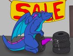 anthro auto_parts ejaculation feral genitals improvised_sex_toy latex male orgasm penis quadruped solo tail tire rathkin mythology dragon mythological_creature mythological_scalie reptile scalie hi_res