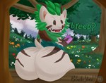 anthro beady_eyes big_butt butt condom cute_fangs fangs forest holding_object inviting looking_at_viewer male open_mouth plant sexual_barrier_device solo teeth text tree blackstarv epic_games fortnite bushranger_(fortnite) elemental_creature eulipotyphlan flora_fauna hedgehog hybrid mammal treant