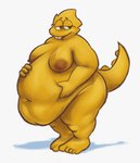 anthro areola bedroom_eyes belly big_belly big_breasts big_butt breasts buckteeth butt deep_navel eyewear female glasses hand_on_belly holding_belly looking_aside looking_offscreen morbidly_obese morbidly_obese_anthro morbidly_obese_female narrowed_eyes navel nipples non-mammal_breasts non-mammal_nipples nude obese obese_anthro obese_female open_mouth open_smile overweight overweight_anthro overweight_female scales seductive simple_background smile solo spines standing tail tail_spines teeth thick_tail thick_thighs three-quarter_view wide_hips yellow_body yellow_scales yellow_spines epitaphkho_(artist) undertale undertale_(series) alphys lizard reptile scalie