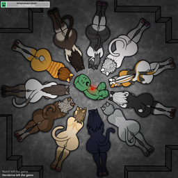 all_fours anthro bodily_fluids female fur genitals group hair jewelry long_hair multicolored_body multicolored_fur necklace nude nude_anthro nude_female pawpads paws short_hair short_tail tail tears text vignette vulva diskeit microsoft minecraft mojang xbox_game_studios creeper_(minecraft) domestic_cat felid feline felis mammal 1:1 2024 digital_drawing_(artwork) digital_media_(artwork) english_text
