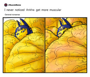 anthro big_muscles blue_hair egyptian female growth hair huge_muscles hyper hyper_muscles muscle_growth muscular muscular_female pecs snake_hair_accessory solo text vein veiny_muscles aaat-da animal_crossing egyptian_mythology middle_eastern_mythology mythology nintendo ankha_(animal_crossing) domestic_cat felid feline felis mammal english_text hi_res