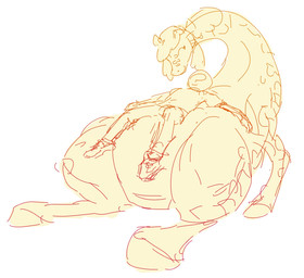 belly big_belly duo eyes_closed featureless_crotch female feral happy hooves larger_female larger_feral long_neck male markings size_difference slightly_chubby smaller_human smaller_male smile spots spotted_body nobby_(artist) annabelle_(madmax) anon giraffe giraffid human mammal aliasing binary_drawing digital_drawing_(artwork) digital_media_(artwork) hi_res sketch
