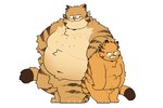 2024 absurd_res anthro belly big_belly domestic_cat duo felid feline felis garfield_(series) garfield_the_cat hi_res kemono male mammal mature_male orange_body overweight overweight_male quanjiang simple_background vic_(garfield) white_background