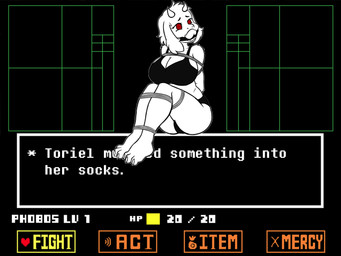 anthro bdsm bondage bound cleave_gag female fur gag gagged gameplay_mechanics paws red_eyes rope screencap screencap_background simple_background sock_gag solo text white_body white_fur lunarvixen undertale_(series) toriel boss_monster_(undertale) bovid caprine goat mammal 4:3 absurd_res english_text hi_res